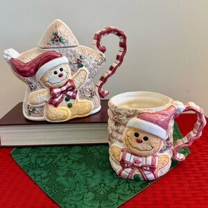 Vintage Gingerbread Teapot and Mug Set by World Bazaar